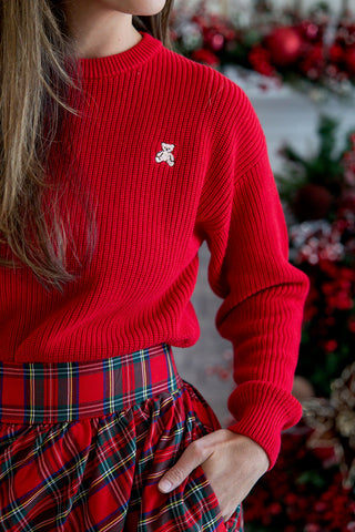 Women's Red Teddy Sweater