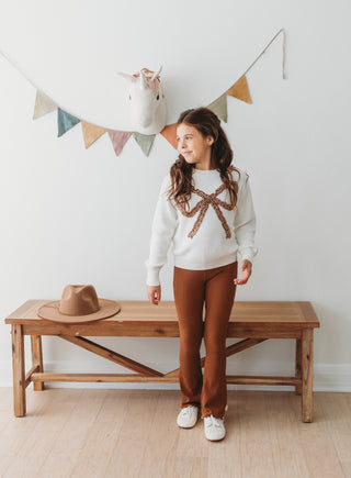 Cinnamon Gingham Bow Sweater