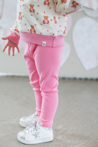 Tickled Pink Ribbed Leggings