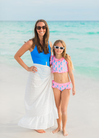 Women's Ribbed Belted Swimsuit ~ Brilliant Blue