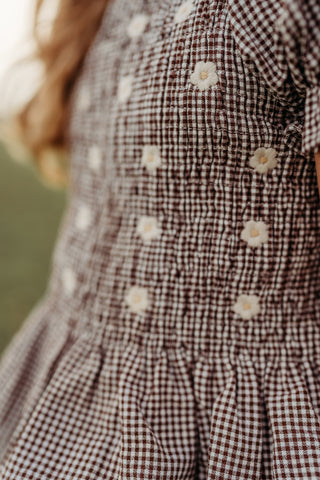Chocolate Gingham Smocked Set