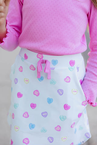 Candy Hearts Scallop Athletic Skort