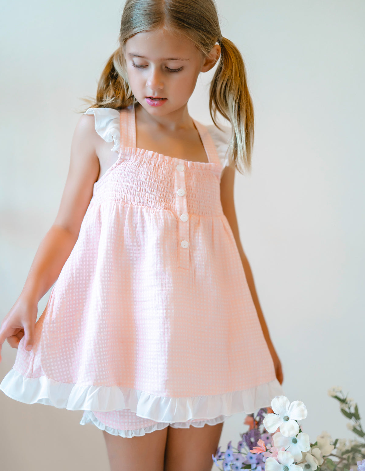 Pink Gingham Tunic and Bloomer Set