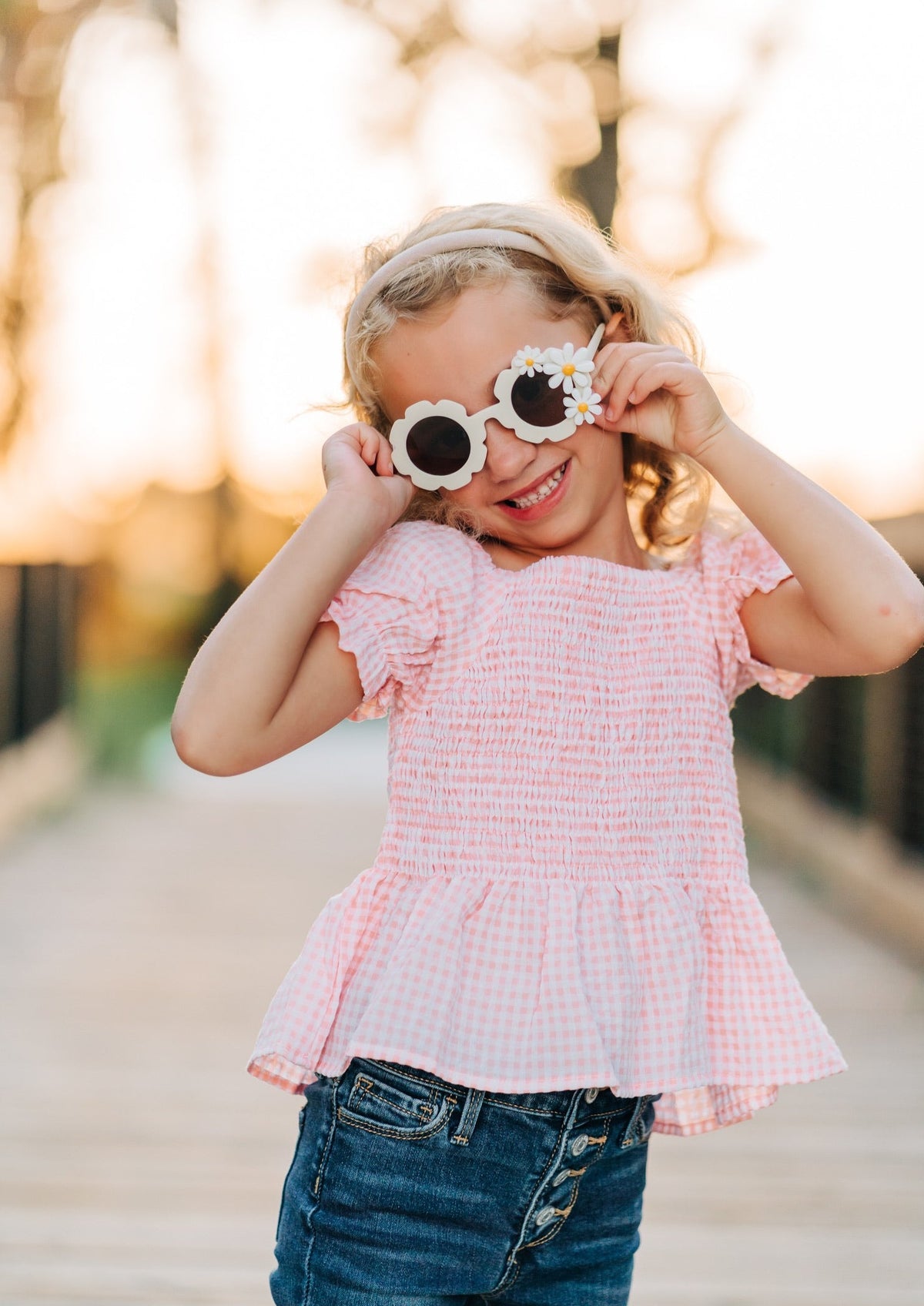 Rose Smocked Gingham Shirt