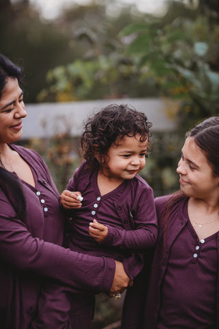 Ribbed Bamboo Lounge Top Set ~ Plum