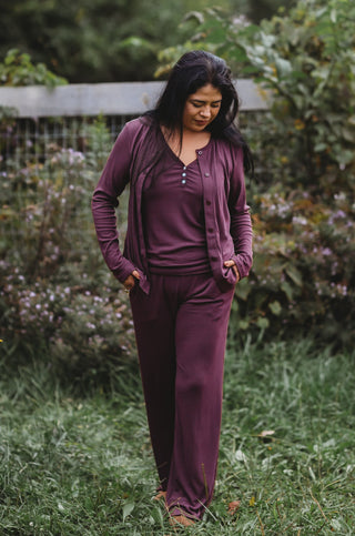 Women's Ribbed Bamboo Lounge Pants ~ Plum