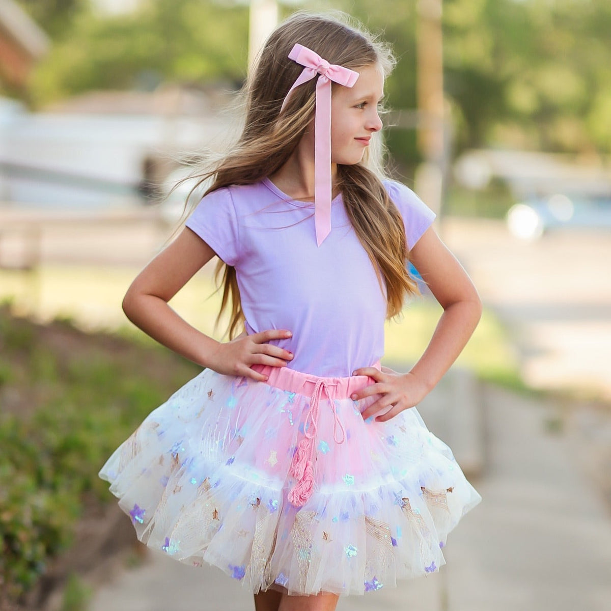 Lilac Flutter Sleeve Layering Shirt