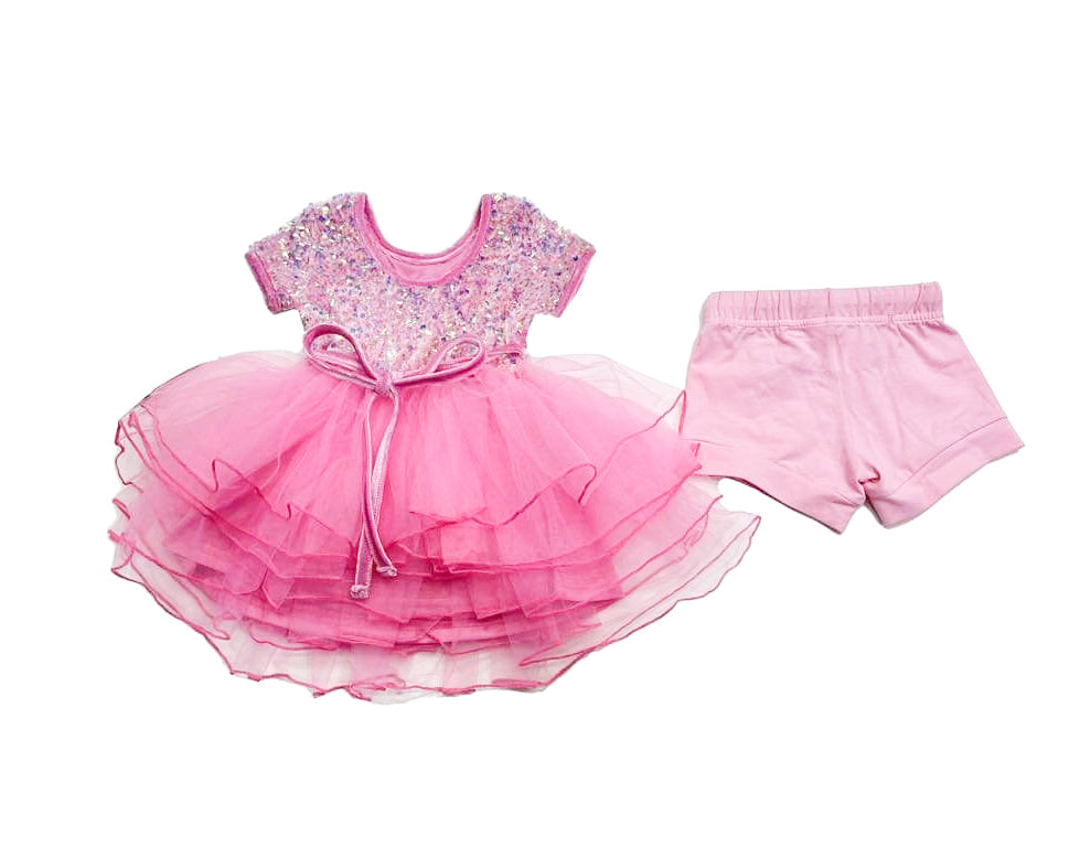Sparkle in Pink Dress and Bloomer Set