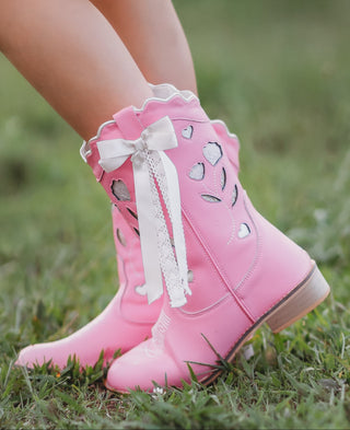 Sweetheart Bow Cowgirl Boots- Bubblegum Pink