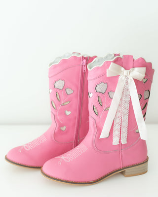 Sweetheart Bow Cowgirl Boots- Bubblegum Pink