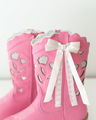 Sweetheart Bow Cowgirl Boots- Bubblegum Pink