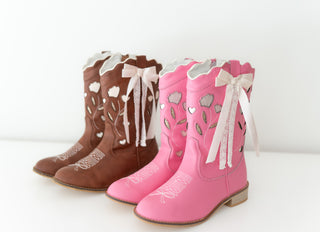 Sweetheart Bow Cowgirl Boots- Bubblegum Pink