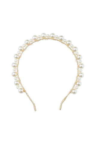 Uneven Pearls Headband - Gold/Ivory
