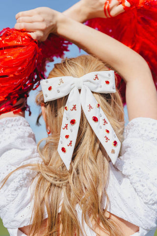 Alabama White Bow Barrette