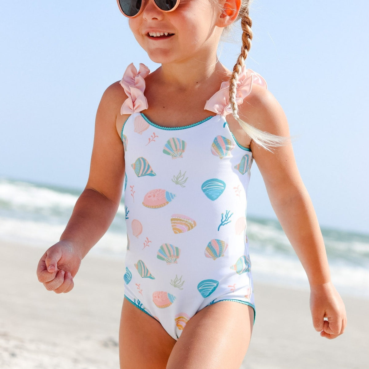 Summer Shells Ruffle Strap One-piece Swimsuit