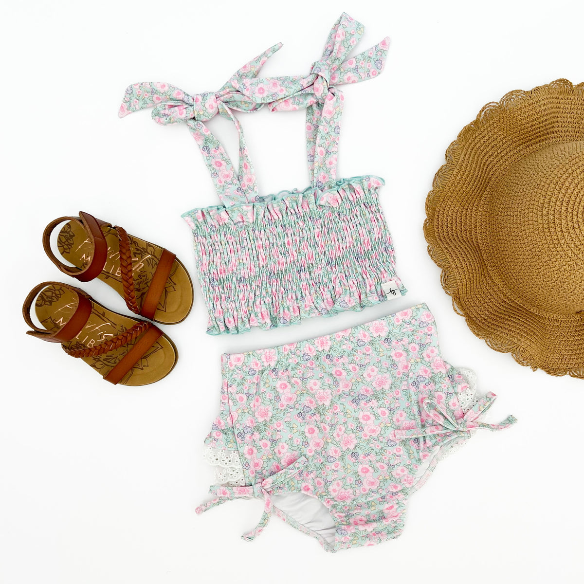 Cherry Blossom Smocked Bikini