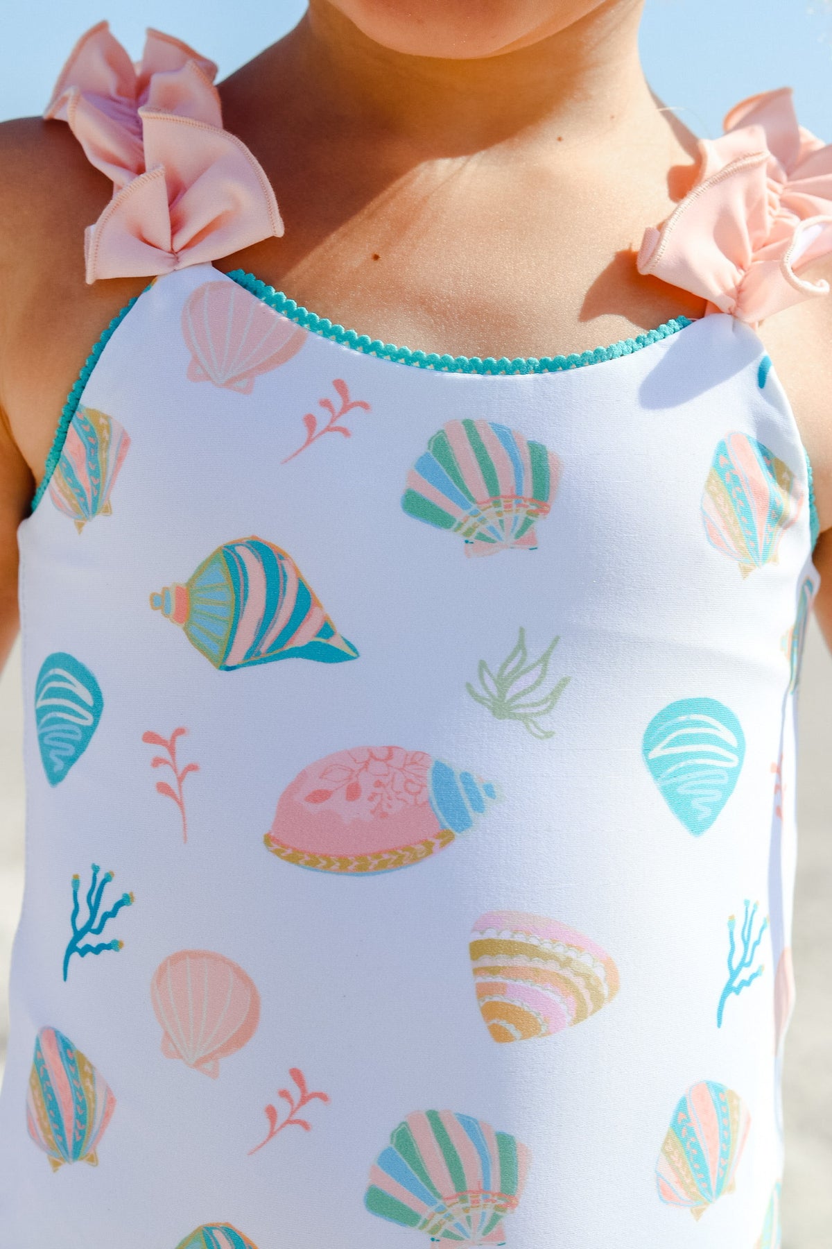 Summer Shells Ruffle Strap One-piece Swimsuit