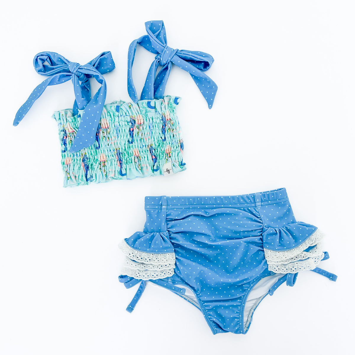 Girls Salty Seahorse Smocked Bikini