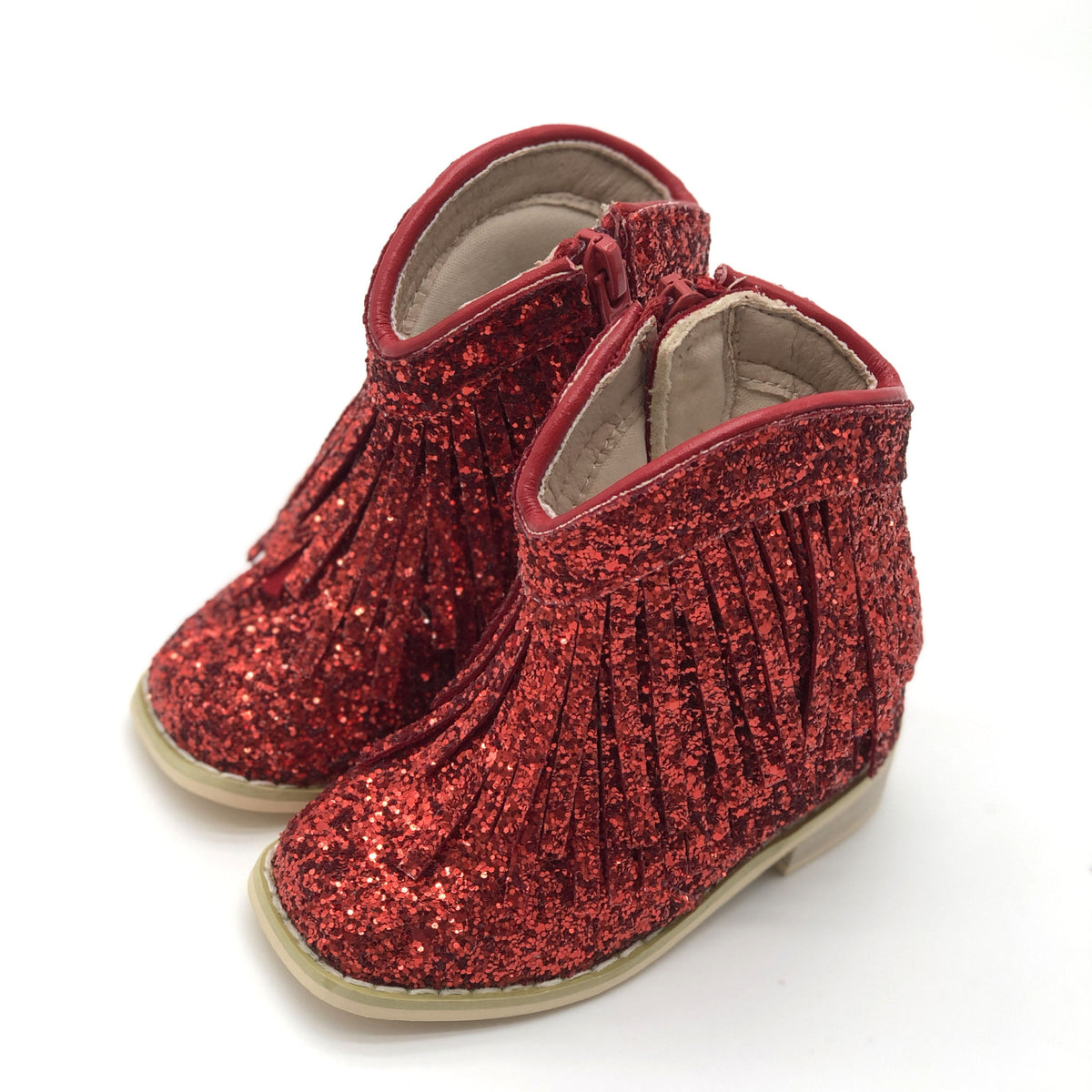 Red Sparkle Boots with Fringe