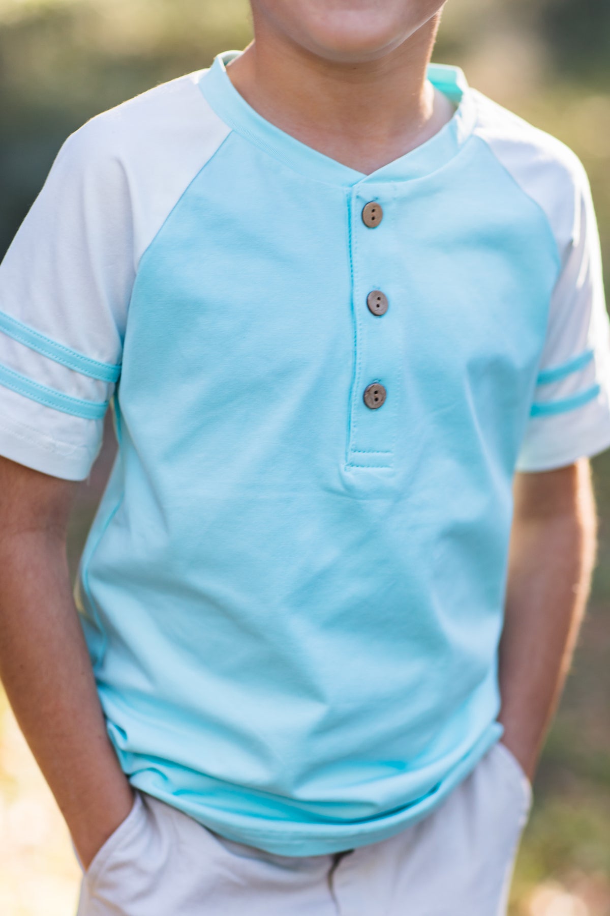 Aqua Striped Boy Shirt