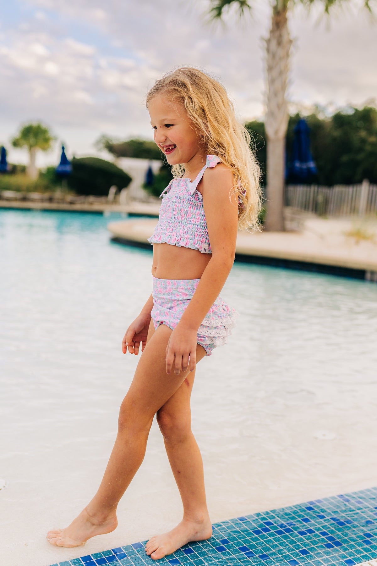 Cherry Blossom Smocked Bikini