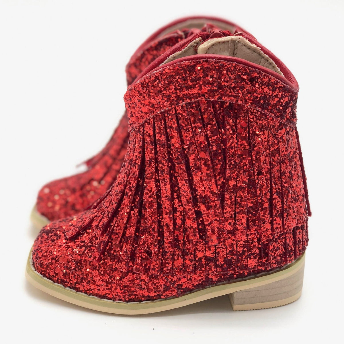 Red Sparkle Boots with Fringe