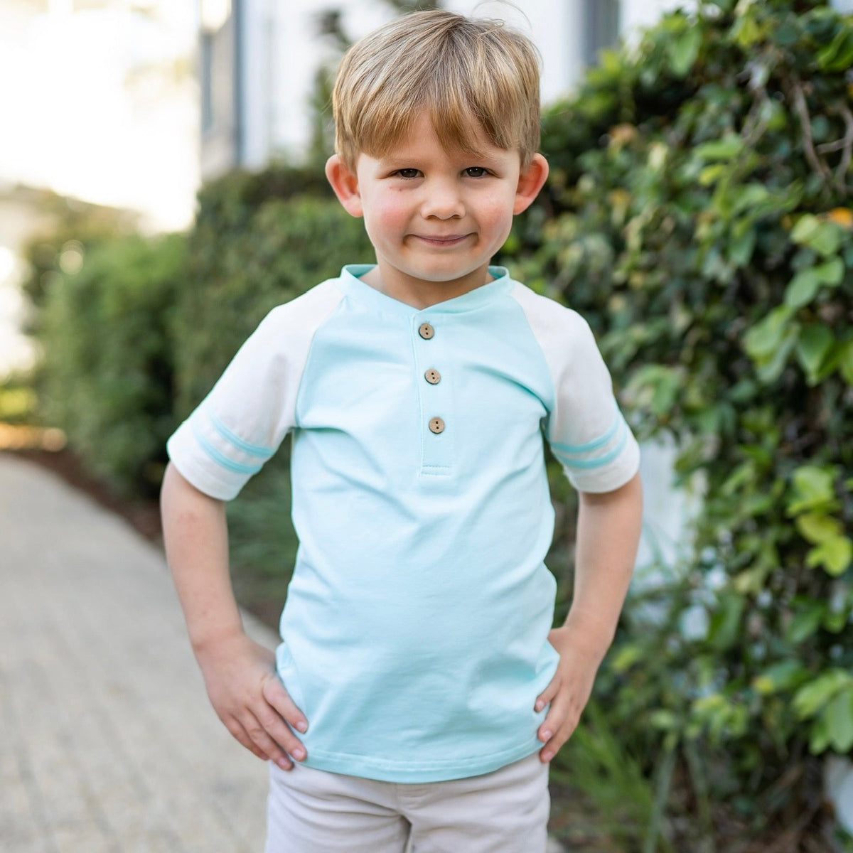 Aqua Striped Boy Shirt