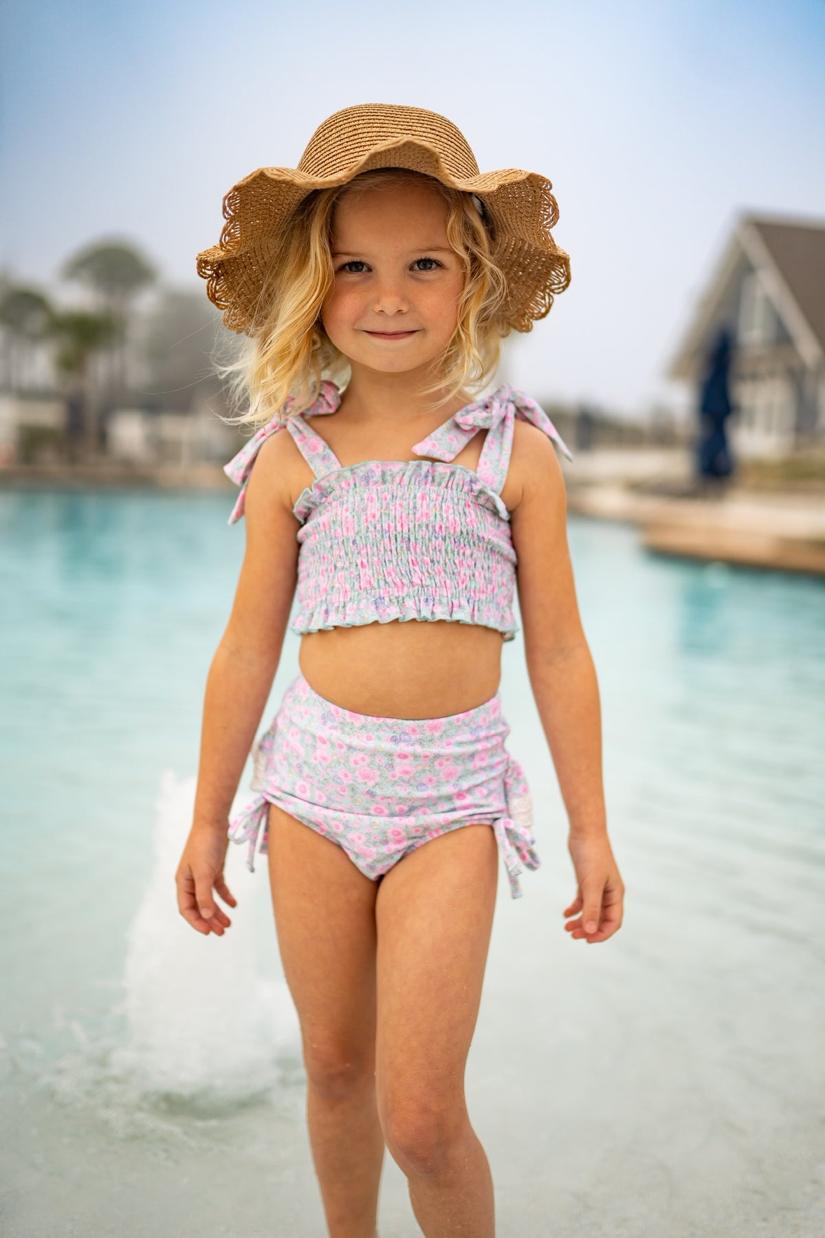 Cherry Blossom Smocked Bikini