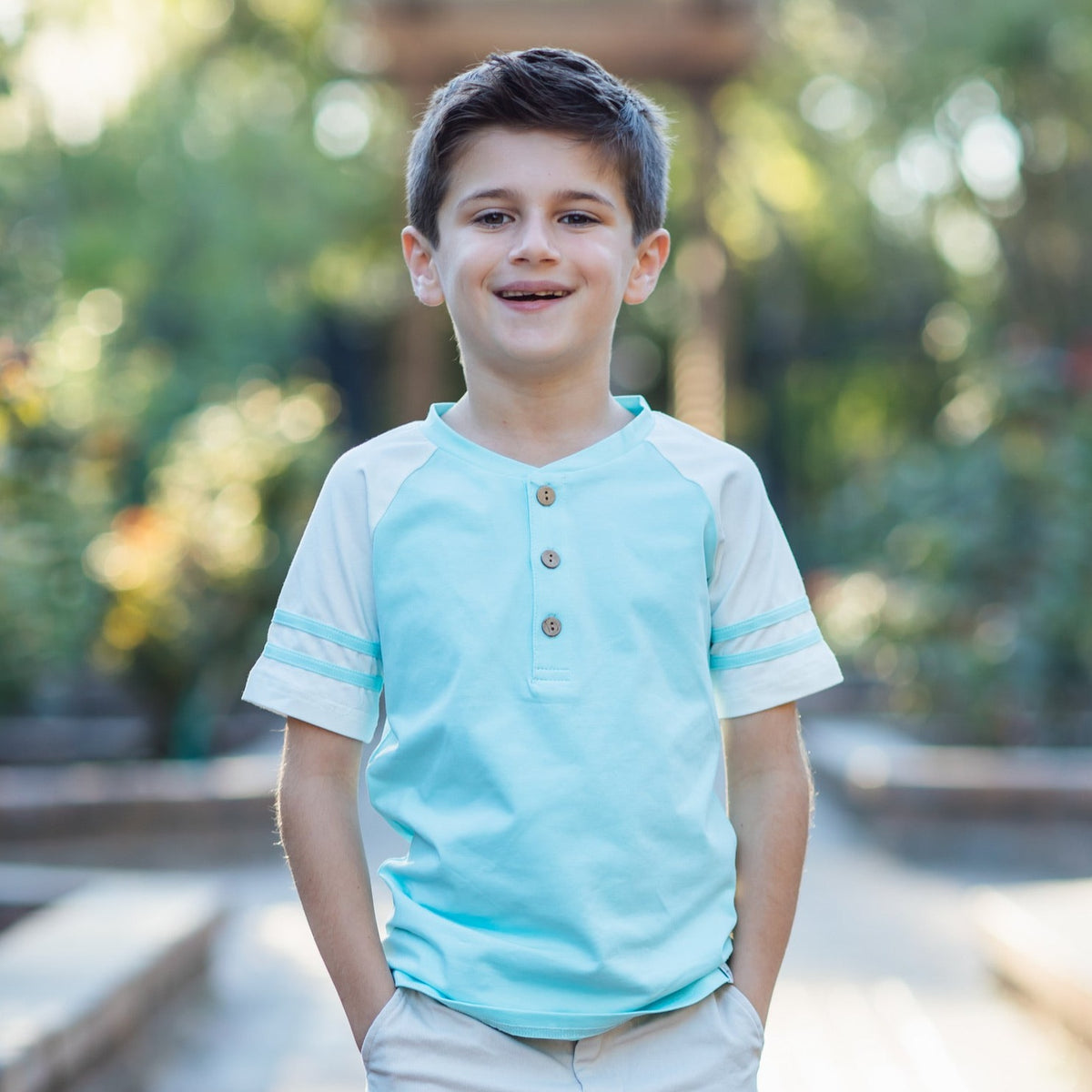 Aqua Striped Boy Shirt