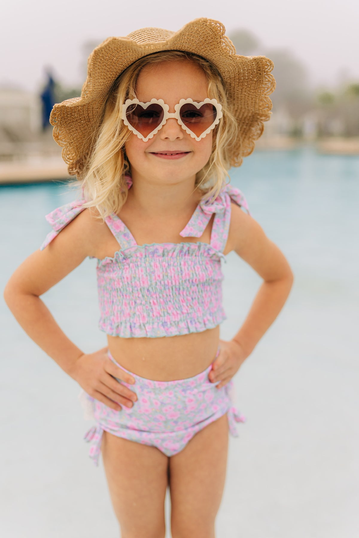 Cherry Blossom Smocked Bikini