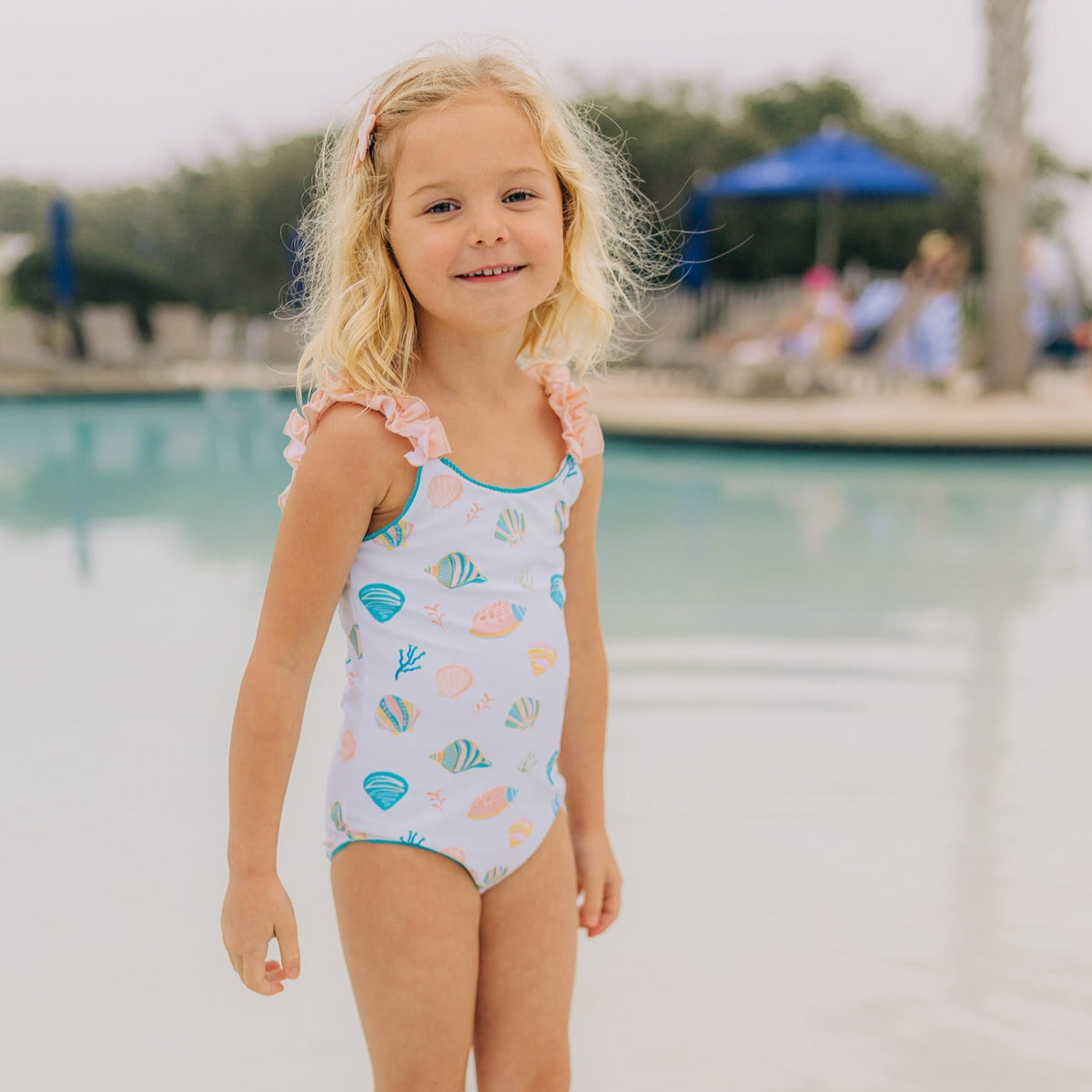 Summer Shells Ruffle Strap One-piece Swimsuit
