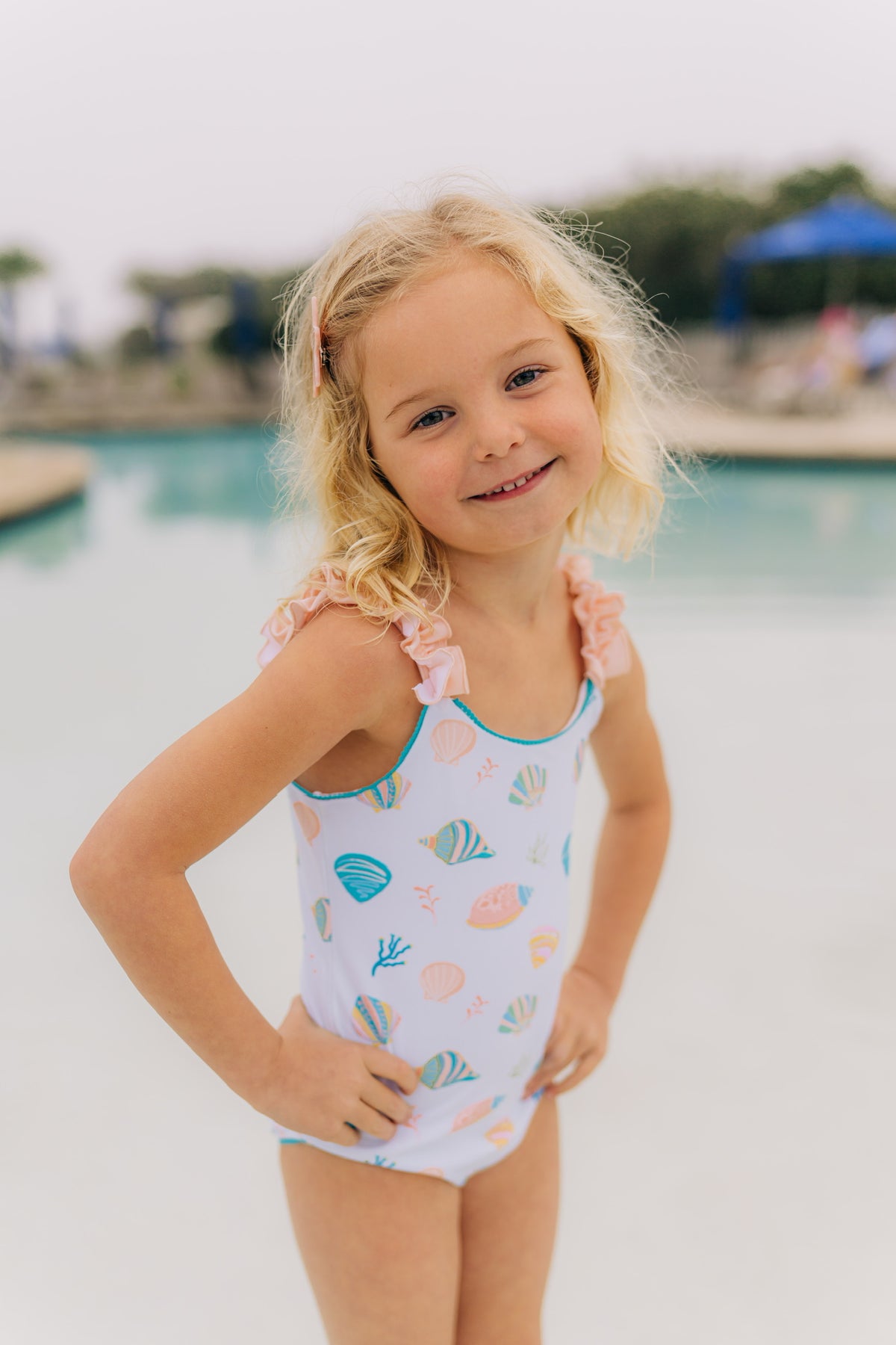 Summer Shells Ruffle Strap One-piece Swimsuit